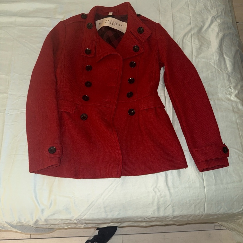Burberry Red Double-Breasted Wool Coat